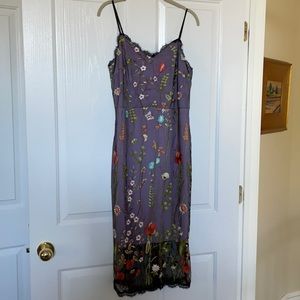 Beautiful purple w/embroidery midi cocktail dress